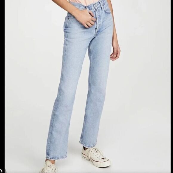 AGOLDE “Lana” Low-Rise Vintage Straight Jeans – Women’s Size 32 – Classic Indigo - Picture 12 of 12